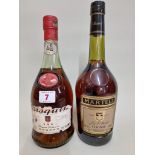 Two old bottles of cognac, comprising: a 68cl Martell; and a 24 fl.oz. Bisquit. (2)