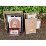 A small quantity of prints and engravings; to include a gilt frame.