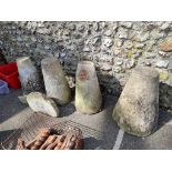 Four old staddle stone bases, (a.f.).