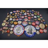 A collection of vintage US badges, to include presidential election examples and similar.