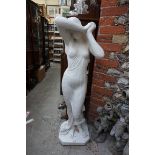 A large white painted composition stone figure, 117cm high.