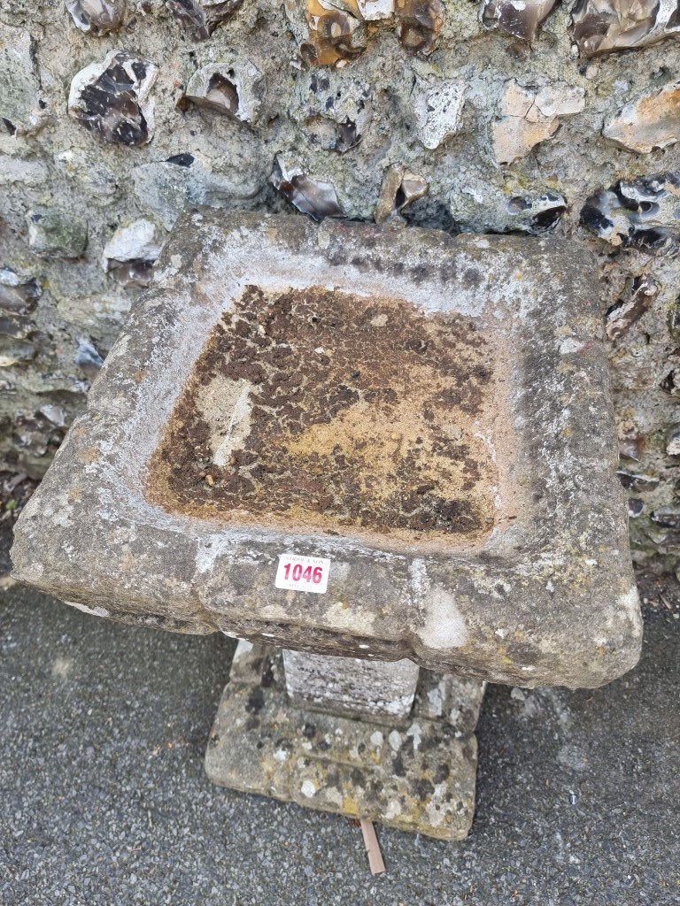 A reconstituted stone bird bath, 75cm high. - Image 2 of 2