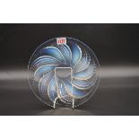 An R Lalique 'Fleurons' pattern opalescent glass dish, 25.5cm diameter.