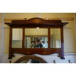 An Edwardian mahogany and inlaid mirror, 89cm wide.