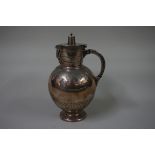 A good Victorian silver plated claret jug, by M H & Co, 21cm high.