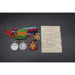 Medals: a World War II group of four, with certificate.