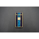 A vintage Colibri gilt metal and blue lacquer lighter, 6.5cm high.