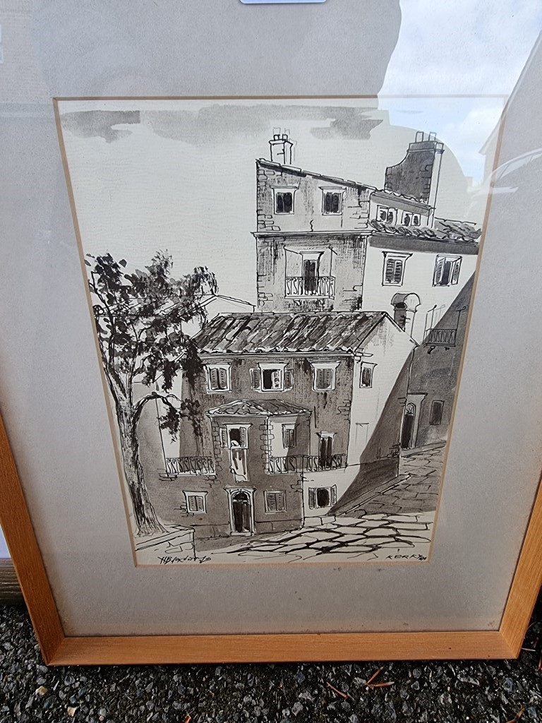 Eight various pictures, comprising: a pencil signed print of St Michaels Mount, by Michael - Image 4 of 10