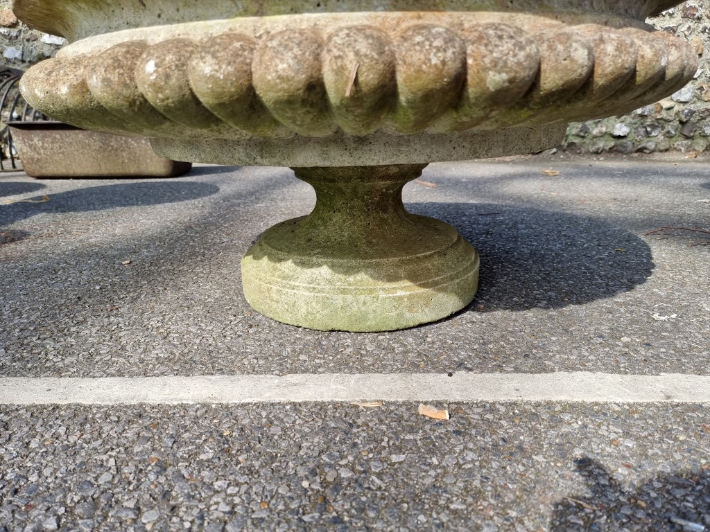 A large round circular stone planter on stand, 73cm wide. - Image 2 of 3