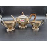 A silver three piece tea set, by Henry Clifford Davis, Birmingham 1932, gross weight 645g.