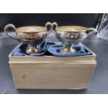 A boxed American sterling silver milk jug and matching sugar bowl, by Reed & Barton, import mark