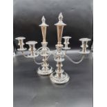 An impressive pair of modern silver twin branch candelabra, by Barker Ellis Silver Co, Birmingham