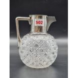 A late Victorian silver mounted hobnail cut glass claret jug, by Goldsmiths & Silversmiths Co Ltd,