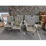 A set of six 'Westminster' teak folding garden chairs.