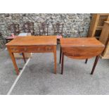 An antique mahogany Pembroke table, 77cm wide x 72cm high; together with an antique mahogany side