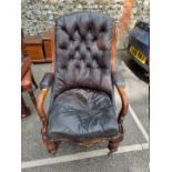 An antique walnut armchair, (a.f.).