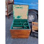 An old silver chest containing old tools; together with another box of tools.