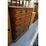 A Victorian walnut and figured walnut chest of drawers, 122cm wide.