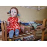 Pedigree: a vintage (1950s) Pedigree auburn haired 'walker' doll; together with a collection of