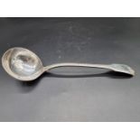 A George III silver fiddle thread and shell pattern soup ladle, by Eley, Fearn & Chawner, London