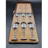 A cased set of six limited edition silver Queen Elizabeth II commemorative goblets, by Garrard &