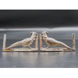 A large pair of Edwardian silver pheasant menu holders, by Grey & Co., Birmingham 1904, 54g, 9.5cm