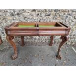 A large William IV mahogany console table, with two drawers, 140cm wide x 64cm deep x 93cm high, (