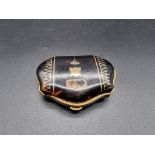 A Victorian tortoiseshell and gold pique purse, 7.5cm wide.