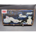 Studio Pottery: an Eric James Mellon 'Dreaming of Lions' stoneware tile, signed, inscribed and dated