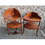 Two George III mahogany washstands, 97cm high and 112cm high. (2)