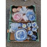 A quantity of blue and white willow pattern china; together with other teawares.