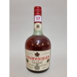 A 24 fl.oz. bottle of Courvoisier Three Star Luxe cognac, 1960s/70s bottling.