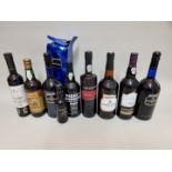 A collection of port, sherry and similar, to include: a 75cl Warre's Warrior Finest Reserve; a