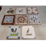 A small quantity of antique pottery tiles, to include Minton examples. (8)