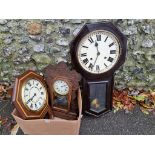 A drop dial wall clock; together with one other drop dial clock and another clock. (3)