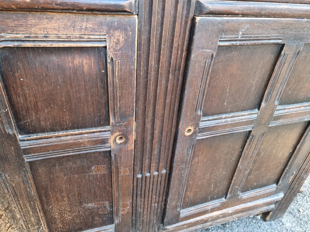 A 1950s oak court cupboard, 137.5cm wide. - Image 2 of 5