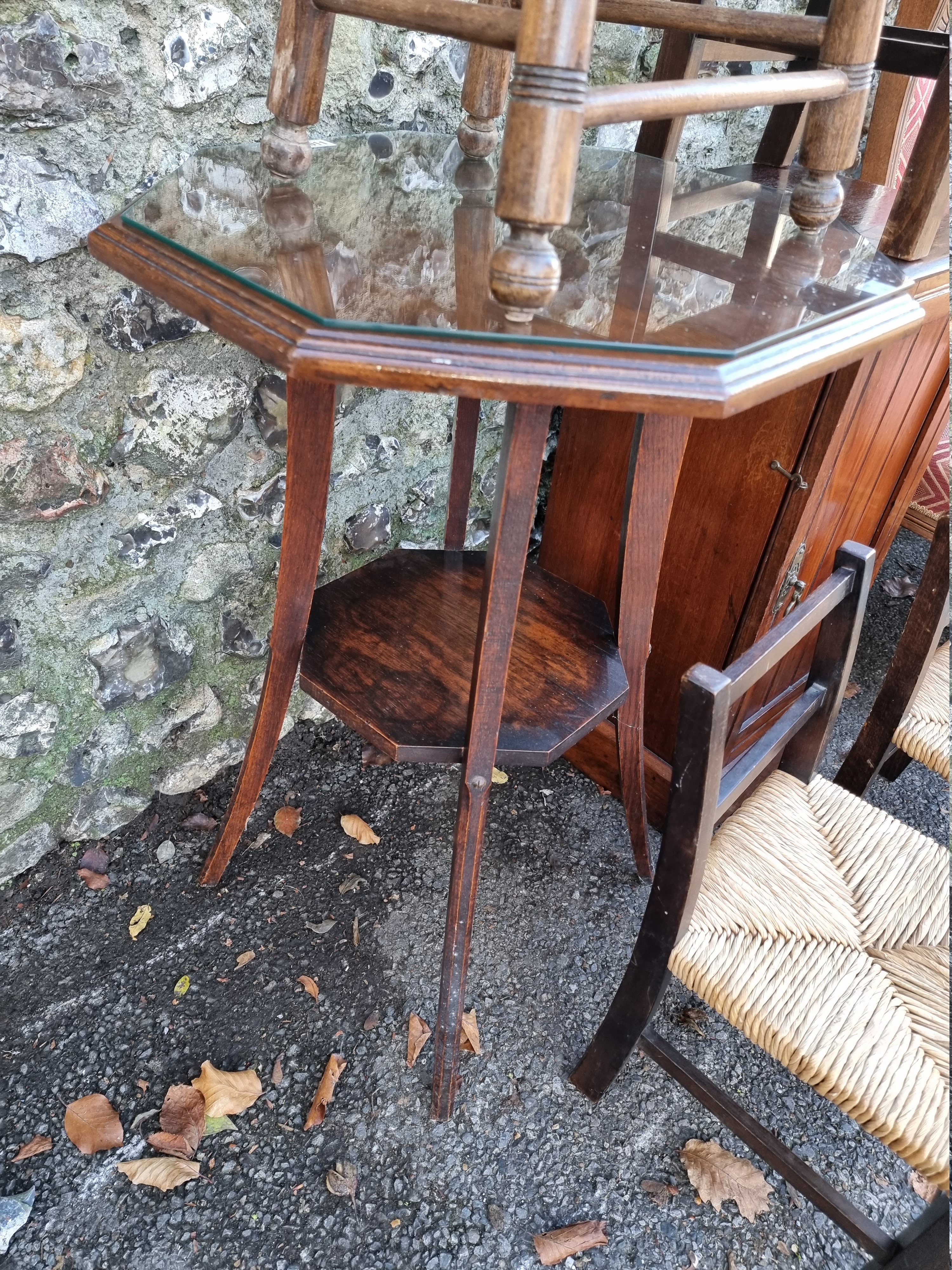 A sundry lot of furniture, to include an early 20th century oak octagonal occasional table, 74.5cm - Image 4 of 5