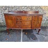 A 1920s mahogany bowfront sideboard, 153cm wide.
