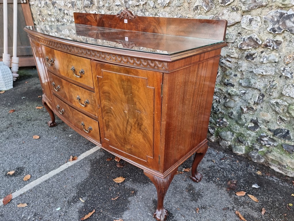 A 1920s mahogany bowfront sideboard, 153cm wide. - Image 3 of 5