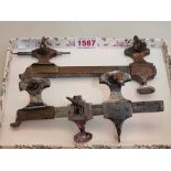 Two vintage watchmaker's steel topping tool parts.