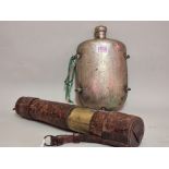 An early 20th century brass and leather three drawer telescope, inscribed 'W Ottway & Co,
