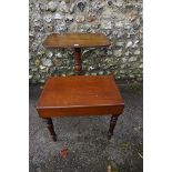 A 19th century tripod table, together with a mahogany bidet and liner.
