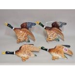 Four Falconware mallard wall plaques, each 24cm long.