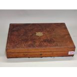 An antique burr walnut pistol box, 37cm wide.