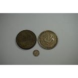 Coins: a George VI 1937 silver crown; together with a William IV 1835 silver 1 1/2p; and a Chinese