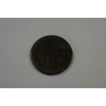 Coins: a George III 1797 cartwheel penny.
