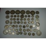 Coins: a small quantity of UK, Australia and British Indian Empire silver and part silver coinage,
