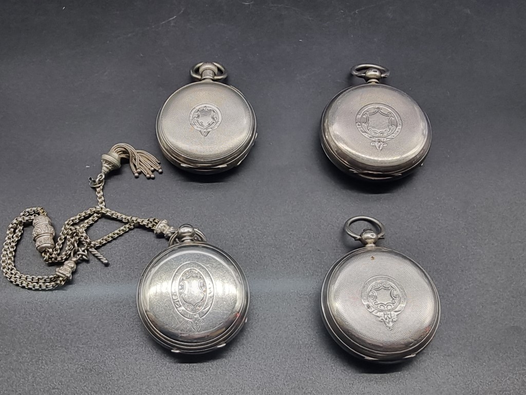 Four silver open face pocket watches; to include one signed 'P W Bloom, 9 High St West Sunderland'. - Image 2 of 2