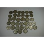 Coins: a small quantity of UK silver and part silver coinage, mostly George V, 402g.