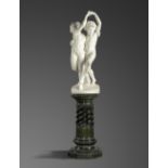 Bastiani Guilio: A carved white marble group of two dancing children